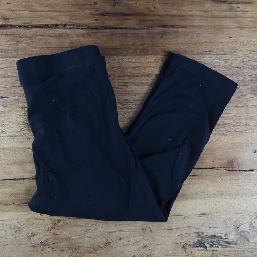 OLD NAVY BLACK CROPPED WIDE WAISTBAND FASHION LEGGINGS SIZE LARGE